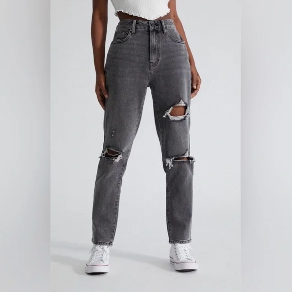 PacSun Faded Black Ripped Mom Jeans